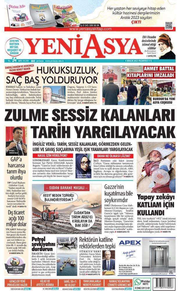 yeniasya's tweet photo. 4 Aralık 2023 Yeni Asya 1. Sayfa https://t.co/YcKvJCUjnZ https://t.co/TjK20Och4v