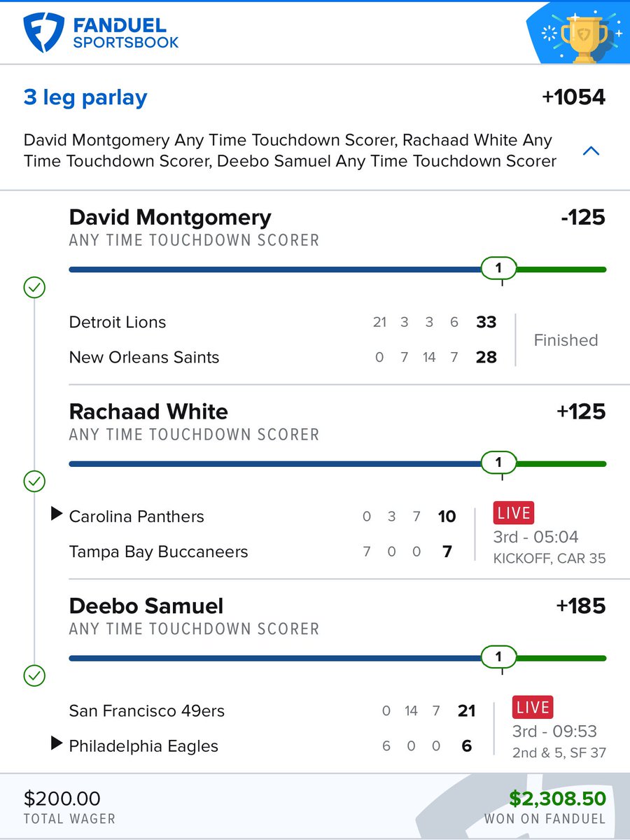 ParlayScience's tweet photo. Thank you Deebo!!!! Cash our TD Parlay! A Bijan TD would have made it a special weekend. 

Posted -> https://t.co/CUoS9ljdB1 https://t.co/lPy9AxEW1T
