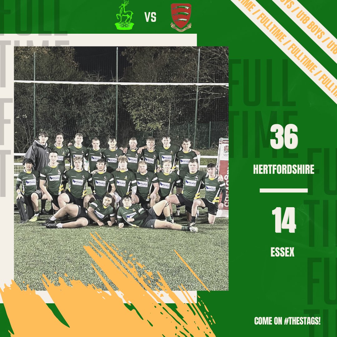 Our U18s ran out victorious today! Both teams contributed well to an excellent game despite the poor weather.

Come on #TheStags!

#HERTSvESSEX