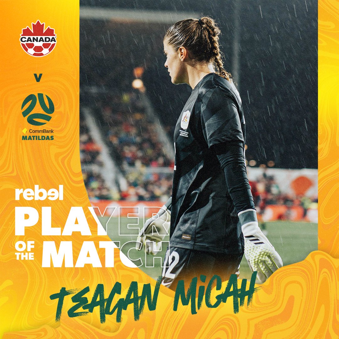 Voted by the fans, @TeaganMicah is your @rebelsport Player of the Match from #CANvAUS 🗳️ #Matildas