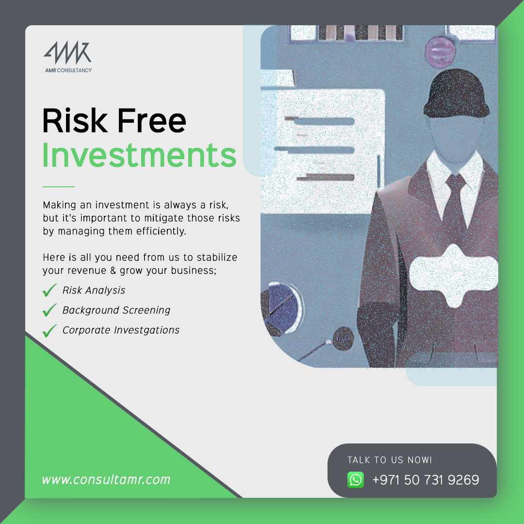 Risk Analysis, Background Checks, Corporate Investigations - All at one place when you decide to use AMR Consultancy services! Get in touch with us NOW at: +971 50 731 9269 or visit consultamr.com

#riskanalysis #corporateinvestigations #duediligence #amrconsultancy
