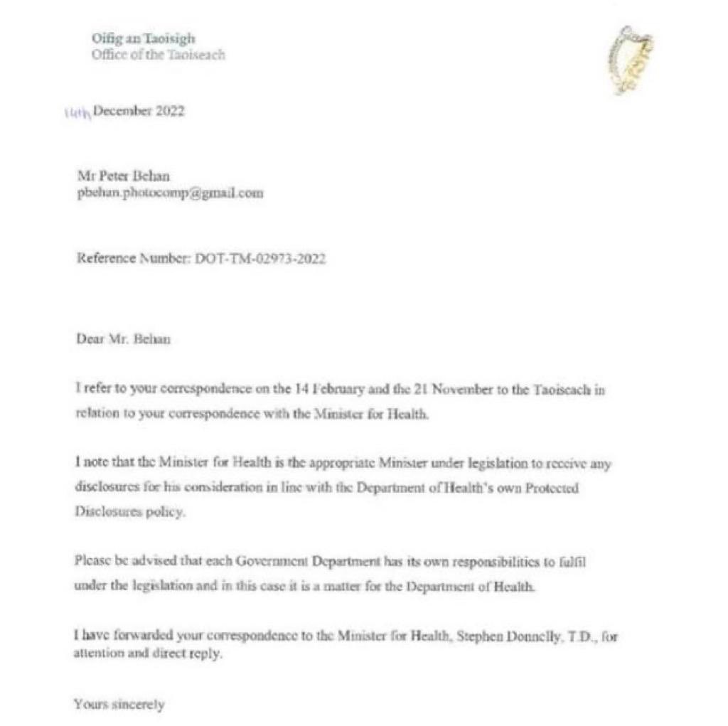 @NoelMcgree @AnnetteVere @FineGael @HMcEntee I wonder will the the Minister of Health @DonnellyStephen get back to me about this 👇@BlowersIreland