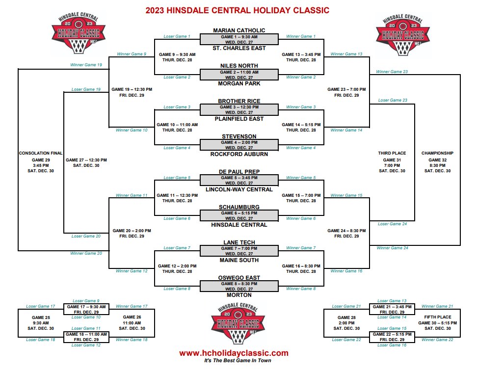 HC HOLIDAY CLASSIC (@hinsdaleclassic) on Twitter photo Pairings for the 2023 Hinsdale Central Holiday Classic have been released. Pairings for the 2023 Hinsdale Central Holiday Classic have been released.