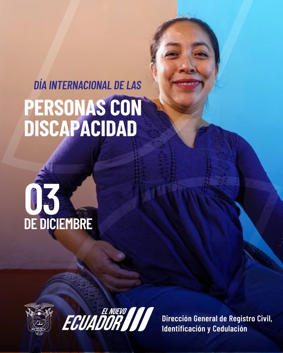 RegistroCivilec's tweet photo. 🟢En el Día Internacional de las Personas con Discapacidad promovemos sus derechos y bienestar en todos los ámbitos, a través de la emisión de la cédula. 

👉🏼Recuerda a partir del 01 de enero de 2024, tu cédula reemplaza a tu carnet. 

#ElNuevoEcuador. 🇪🇨 https://t.co/0J8jWv14mW