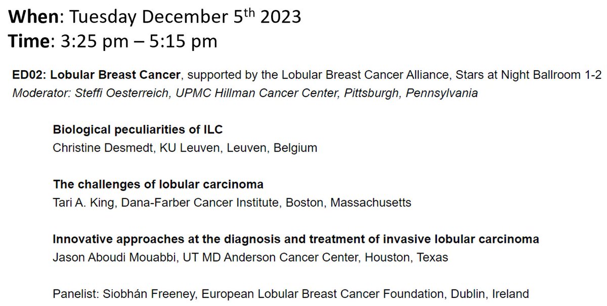JAMouabbi's tweet image. Big shoutout to the organizing committee of #SABCS23 🙌 Thank you for actively listening to the ILC community&apos;s voice and incorporating a dedicated ILC session this year. Your responsiveness is a testament to the commitment to inclusivity and collaboration in advancing breast…