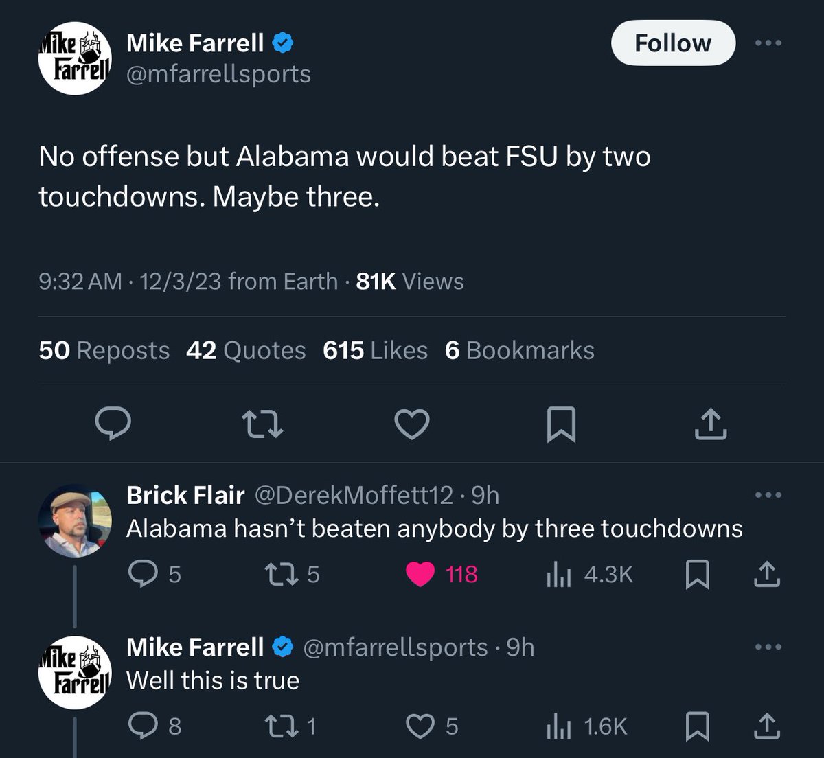 lukasburchett's tweet image. This is college football media in a nutshell