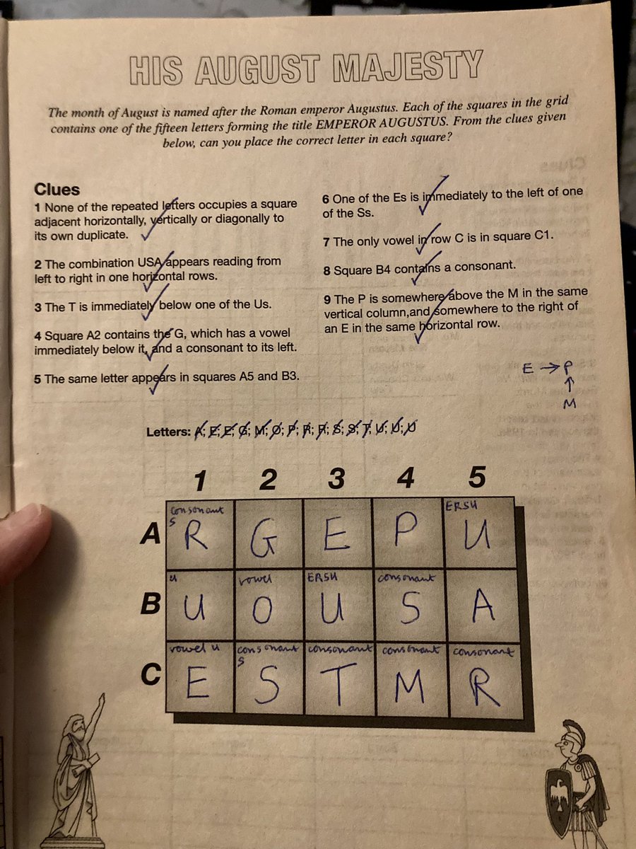 jenmgshe's tweet image. Cannot find my 3D advent calendar anywhere but, in looking, found my book of logic problems (which they don’t seem to sell any more?!). Love a bit of logical deduction! 🧠👌🏻 #LogicProblems #PuzzleBook
