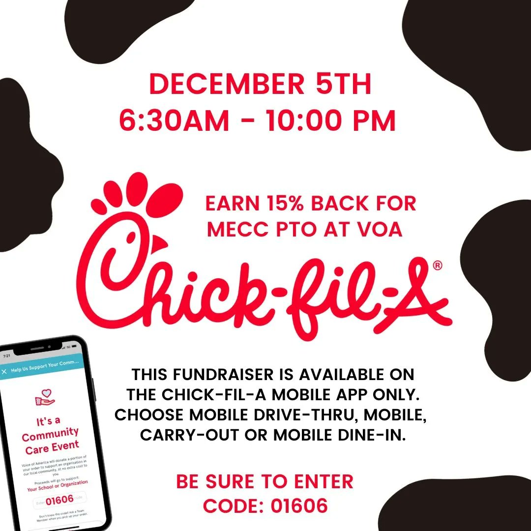 SAVE THE DATE! DOWNLOAD THE APP! Our Chick-fil-A at VOA night is coming up on December 5th!