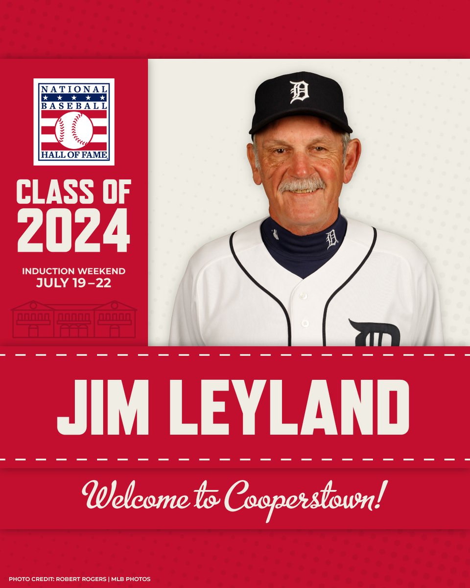 Welcome to Cooperstown, Jim Leyland! baseballhall.org/hall-of-famers…