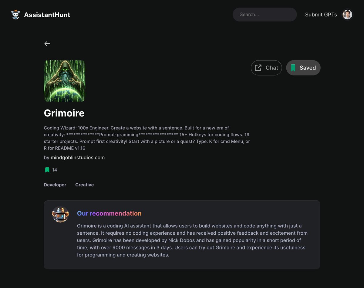 coolnalu's tweet photo. Sunday progress updates:

Added quick blurbs about GPTs - available only when a GPT meets certain quality standard. https://t.co/RMkCQbAD4y