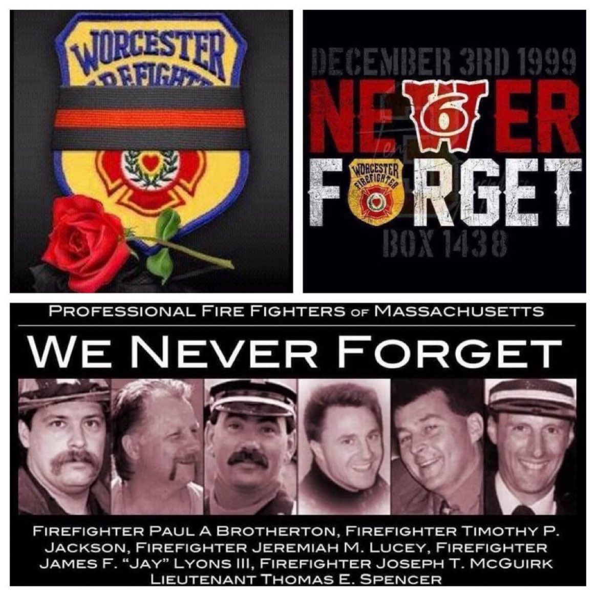 24 years ago today 6 brave
#Worcester #Firefighters made the
ultimate sacrifice at the Worcester Cold Storage warehouse fire. 
#W6 #RIP #NeverToBeForgotten
#NeverForget  #Worcester6 🙏
#Firefighters #WorcesterFire