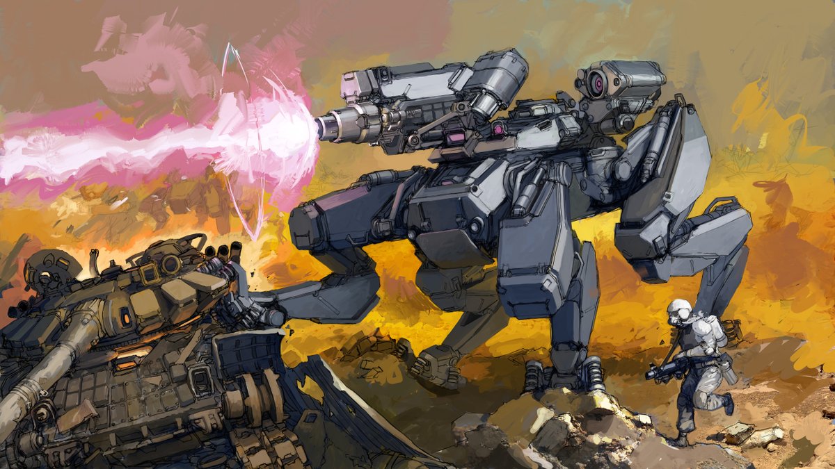 robot weapon mecha gun no humans solo science fiction  illustration images