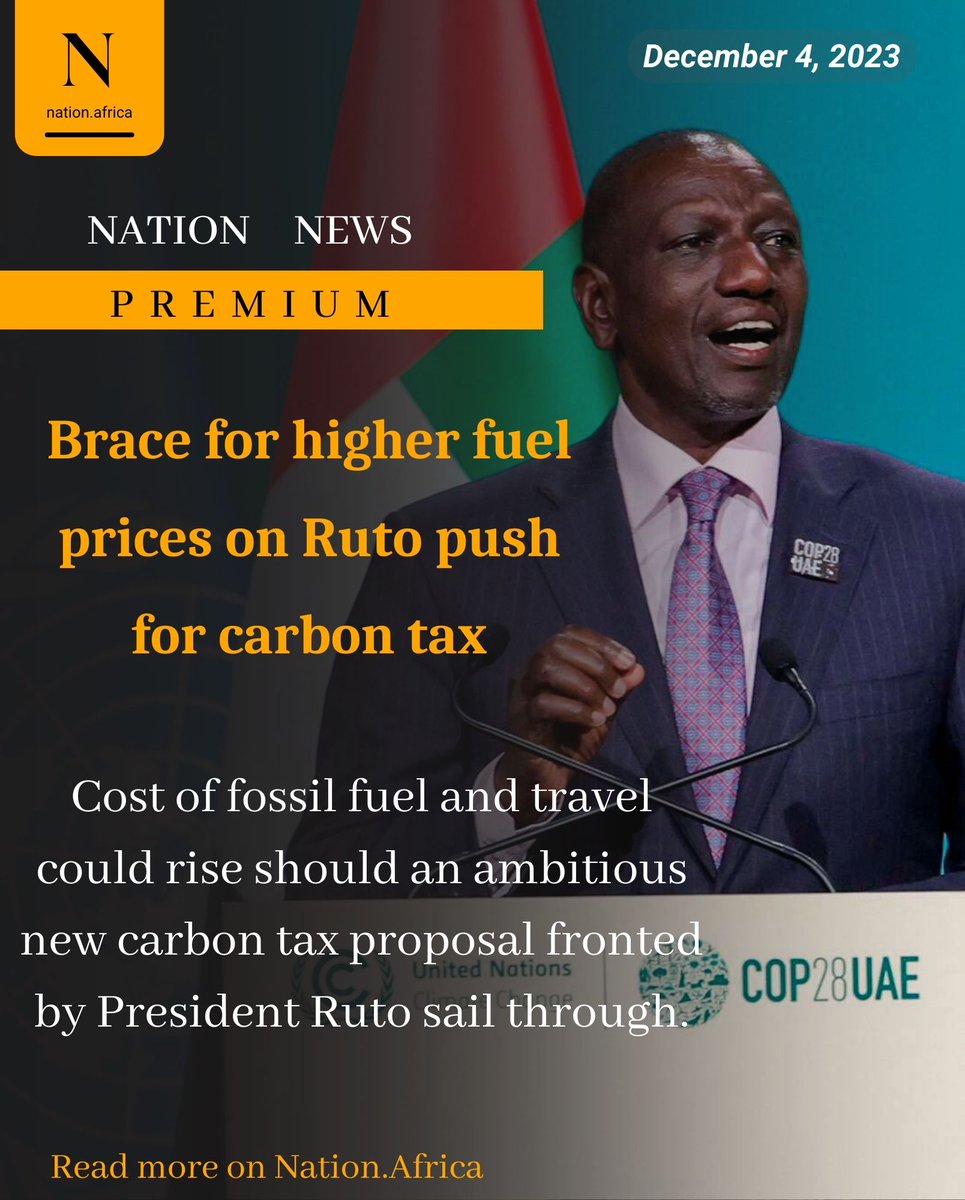 NationAfrica's tweet image. Carbon tax: Higher fuel prices on the cards as President Ruto pushes for new levy
nation.africa/kenya/news/car…