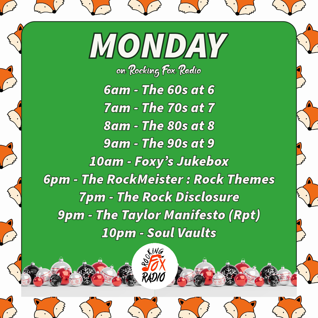 It's Monday folks and Foxy's got a great day of shows for you as usual - and Foxy's Jukebox now includes Christmas tunes for you to choose - yay ! 🎄🎄🎄🎄