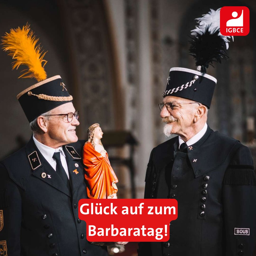 Seit dem 18. Jahrhundert gedenken Bergleute am heutigen 4. Dezember ihrer Schutzpatronin, der heiligen Barbara.

Wir sagen: Glück auf zum #Barbaratag! ⚒️

➡️ s.igbce.de/IqhJF