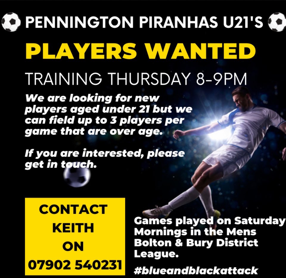 There are currently places available in our U21’s squad although up to 3 overage players can play. They will be allocated on a first come first serve basis. If you know of anyone who may be interested, please get in touch. @OfficialBBDFL @pennington_fc