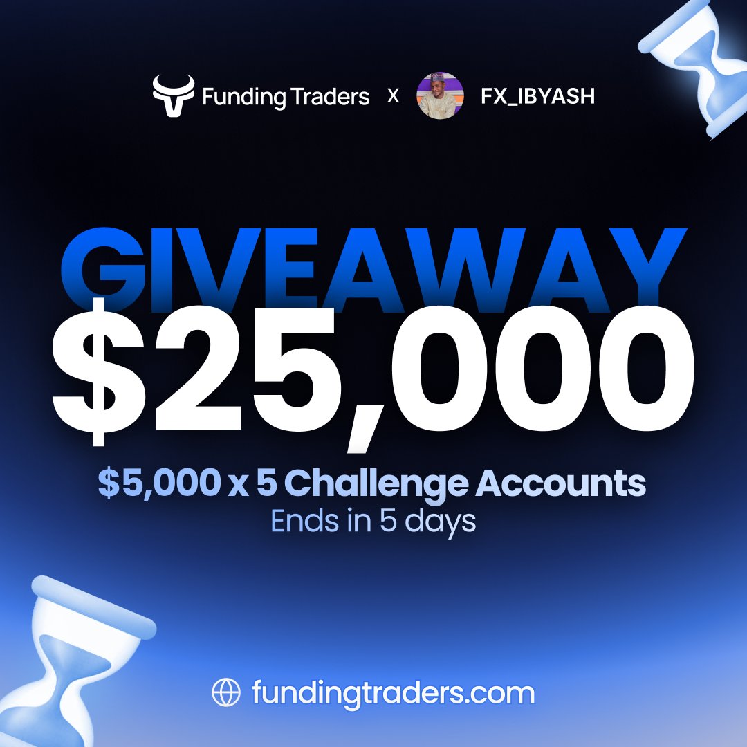 🎁🎁 Giveaway alert 🎁🎁🔥🔥

 A chance to win 1 of the $5k x 5  accounts.

To participate:

Follow  below handles

👇👇👇
Rules:
1. Follow 
@RIbyash, 
@Funding_Traders, 
<a href="/StanFXTrading/">Stan FundingTraders.com || FundingFutures.com</a>, 
<a href="/FT_Staff/">FundingTraders Staff</a>

2. Like and Retweet
3. Tag 3 friends
4. Reply and Retweet 

Drop a drop a proof