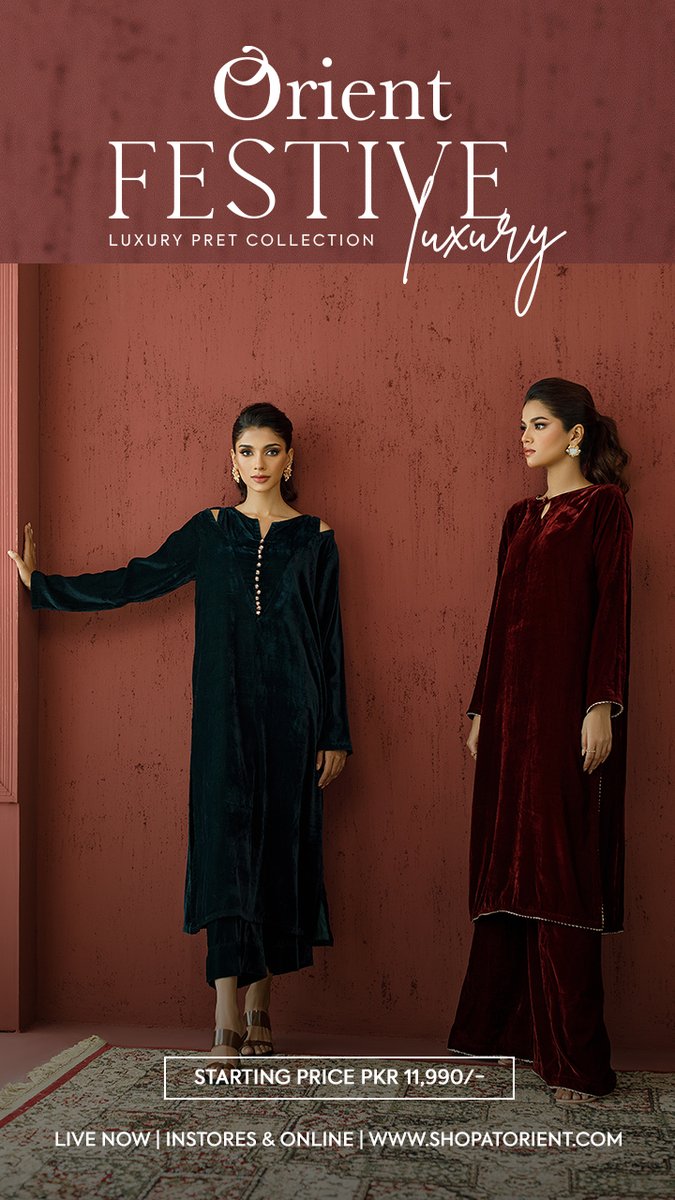 OrientTextiles's tweet photo. Encapsulating a world of unparalleled elegance with Orient’s Festive Luxury Pret collection. Each piece is a work of art, reimagined for the modern sophisticate to embody the season’s festive spirit. 

Shop at: https://t.co/zus9PDTarh…

#Orient #shopatorient #festiveluxurypret https://t.co/ViBy5ADDhH