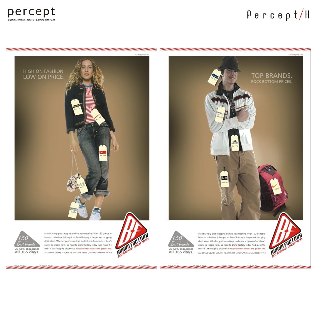 PerceptEMC's tweet image. "Throwing it back to 2007, when Percept H crafted the unforgettable Brand Factory ad, a testament to style, savings, and a new age shopping revolution! 🛍️✨ #BrandFactory #PerceptH #Percept