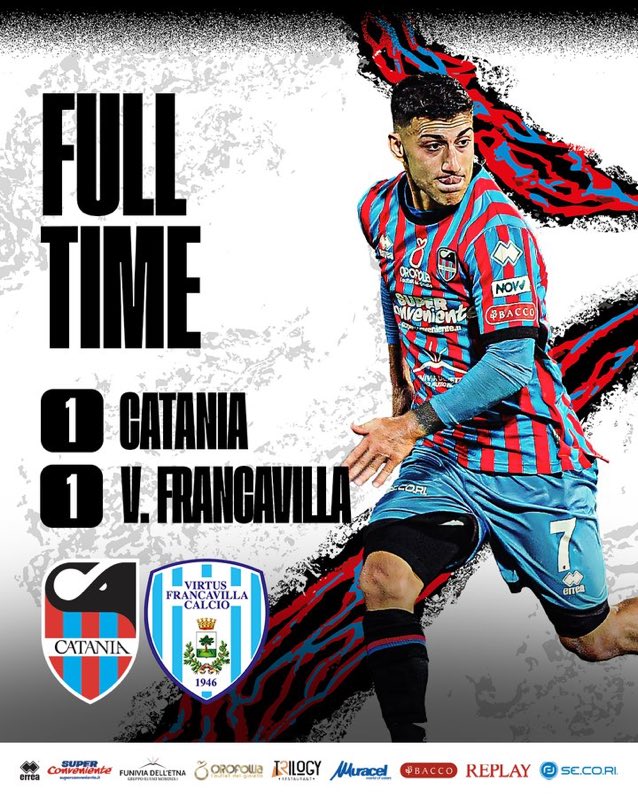 FrCatania's tweet photo. 🚨 match nul 1 à 1 contre le @virtusfranca_c 🔴🔵 #CataniaFC https://t.co/Hsm0WjhwUf