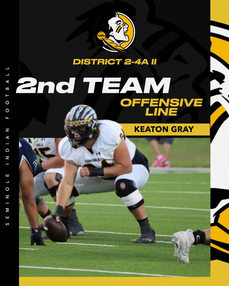 SHSIndianFB's tweet photo. ⚫️ ALL-DISTRICT 🟡

2nd Team OL

Sr. Keaton Gray
86% Grade
12 Pancakes

#TR1BE https://t.co/DdLL3bUCrt