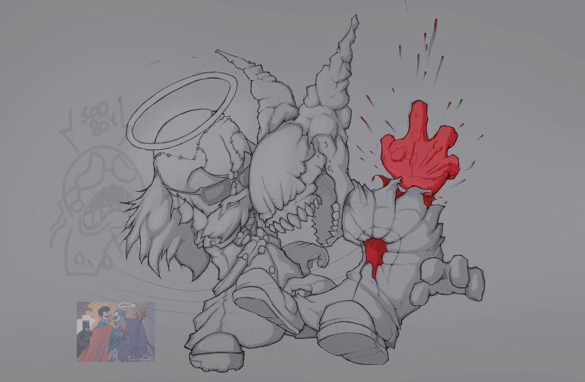 MRKrinkels's tweet photo. This week's stream art prompt was that time superman showed batman how to do his job. Chat wanted it done with Jeb and Tricky, and I obliged. Thanks for watching that very long stream, guys and guyettes. https://t.co/KT5VGe4XFL