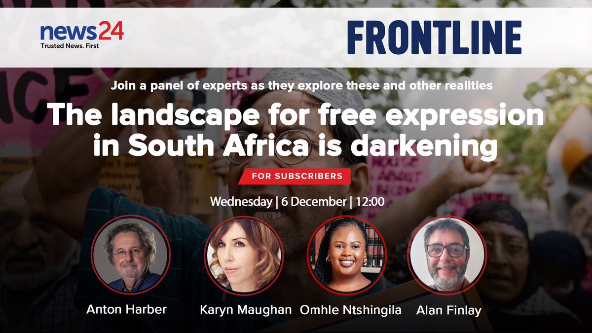 📢 WATCH LIVE! 📢 FRONTLINE ALERT: 🚨 Campaign for Free Expression sheds light on threats to free speech in SA.

🔗 Read the full report: freeexpression.org.za/publications/

📅 Save the date and join us at: crowdcast.io/c/free-speech-…