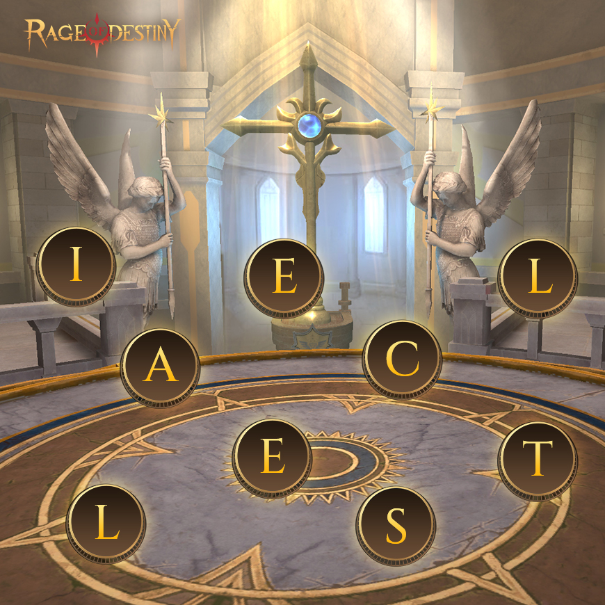 RageofDestiny's tweet photo. Can you unscramble the word?  
Hint: one could say heroes of this faction have risen to a higher realm.  

Tell us your answer and stand a chance to win Gems!

Participate here👉🏼https://t.co/fPlQxyDhlE

#RageofDestiny #event https://t.co/6ocii2Plvx