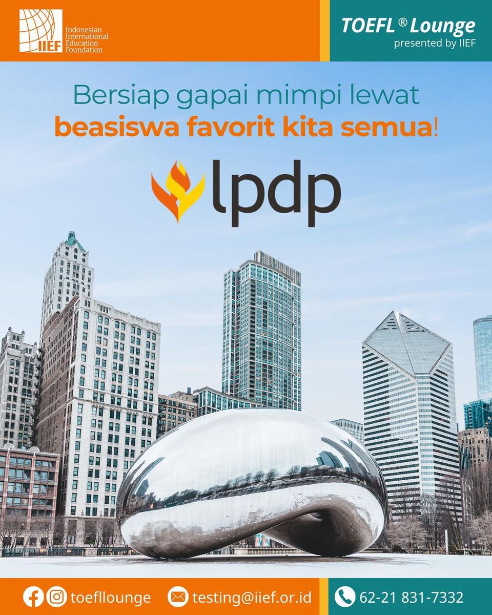 IIEFJakarta's tweet photo. Sebentar lagi pendaftaran beasiswa LPDP dibuka. Sudah persiapkan skor TOEFL mu? Yang belum, yuk segera disiapkan. Ingat, kamu perlu waktu untuk booking seat ujian sampai menunggu hasilnya.

Hubungi kami untuk informasi TOEFL iBT dan TOEFL ITP yang jelas dan akurat, ya! https://t.co/nAnupvqhvv