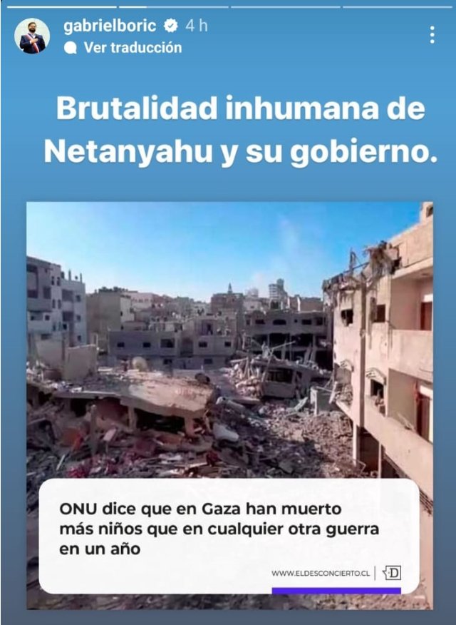 TaniaMelnick's tweet photo. ¿Cuándo pasaremos de las palabras a la acción @GabrielBoric?
Es imperativo romper RR diplomáticas, comerciales y militares con el Estado genocida de #Israel. Es sumar presión internacional, es humanidad, es respeto x DDHH 🇵🇸
No hacerlo, nos hace cómplices!
#ChileNoApoyaGenocidios https://t.co/btrhzcKEvv