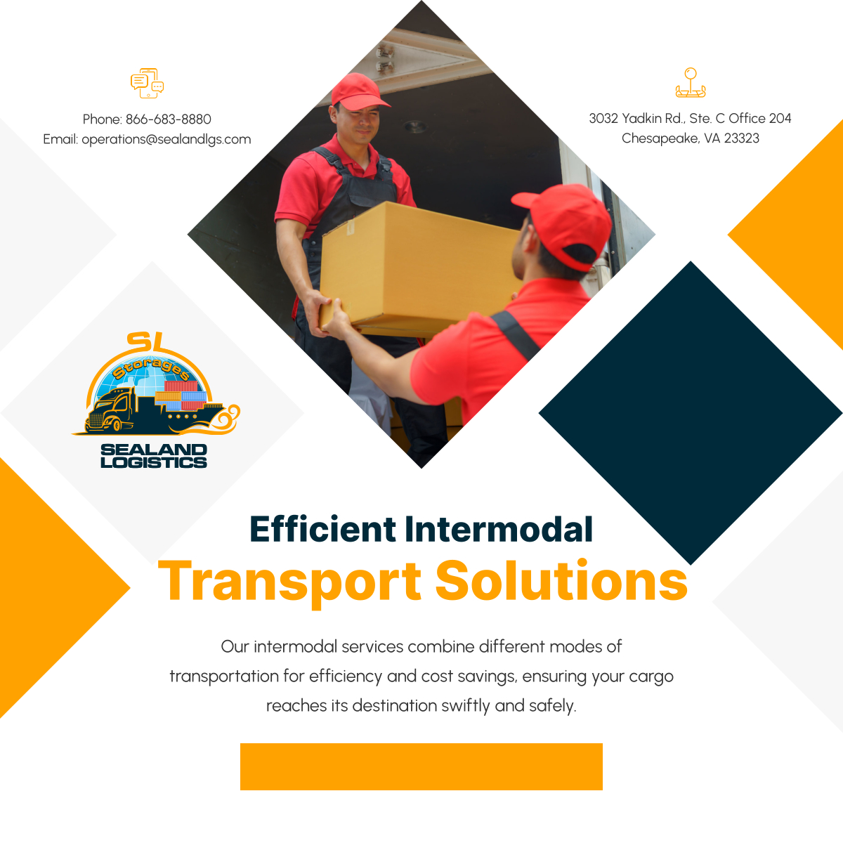 Experience the efficiency of intermodal transport with Sealand Logistics. Combining various modes, we ensure fast, secure delivery. Let's connect for your shipping needs.

#FreightServices #ChesapeakeVA #IntermodalTransport #SecureDelivery #FastDelivery