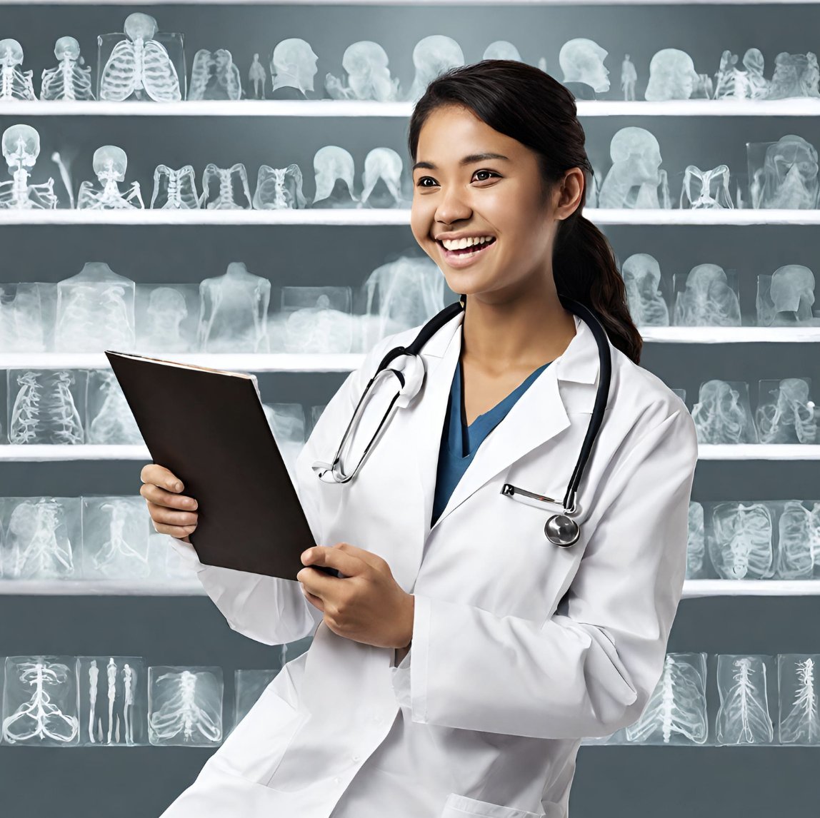 JudyGadde's tweet image. Following in @KMirza&apos;s footsteps, I tried using @canva Online AI Image Generator with the prompt of &quot;Make a photo of a medical student who is happy to have found the field of #radiology.&quot; I have questions/concerns...

#AI #imagegenerator #medical