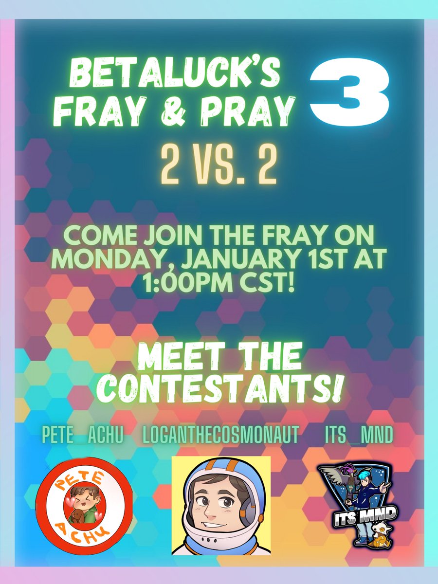 Round 3?! What!?! Come join <a href="/DowdellPete/">petethatgames @EUIC</a> <a href="/CosmonautLogan/">LoganTheCosmonaut</a> <a href="/Its_MnD_Live/">Its_MnD ✨️ Pokemon Bounty Hunter</a> and myself on January 1st, 2024 at 1pm CST for a third round of enjoyable chaos and madness! Looking forward to another exciting 4-way collab and a new twist to top it all off! Let's start the year great! 😄