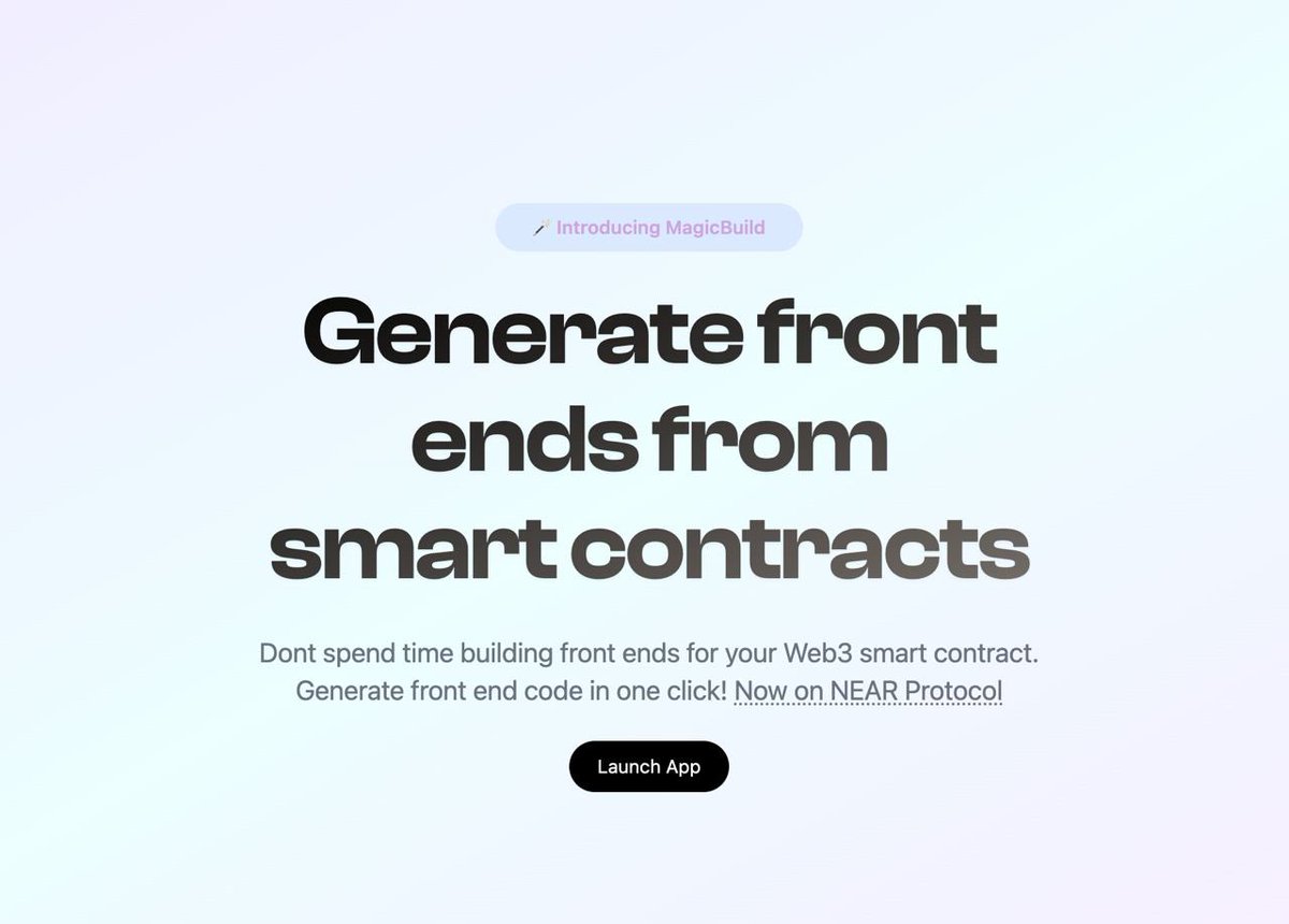 MagicBuildAI's tweet image. ✨💻 Generate your Front-end in just 2 minutes!

With MagicBuild, you can save valuable time by automating the front-end development process

👇Follow these simple steps to create a stunning front-end for your Web3 smart contract using MagicBuild

#BOS #NEAR #MagicBuild