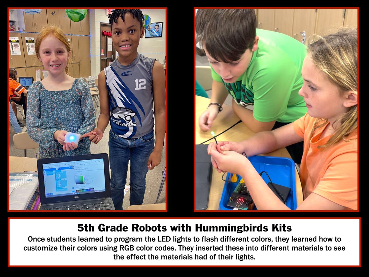 TrussvilleK12's tweet photo. 👨‍💻 5th graders at Cahaba Elementary guided by April Smith, STEM Teacher, are mastering algorithms in varied coding formats, honing critical thinking skills. Check out their impressive work! 🖥️ #TCSHuskes #CSEdWeek https://t.co/JHKf6ZWqDU