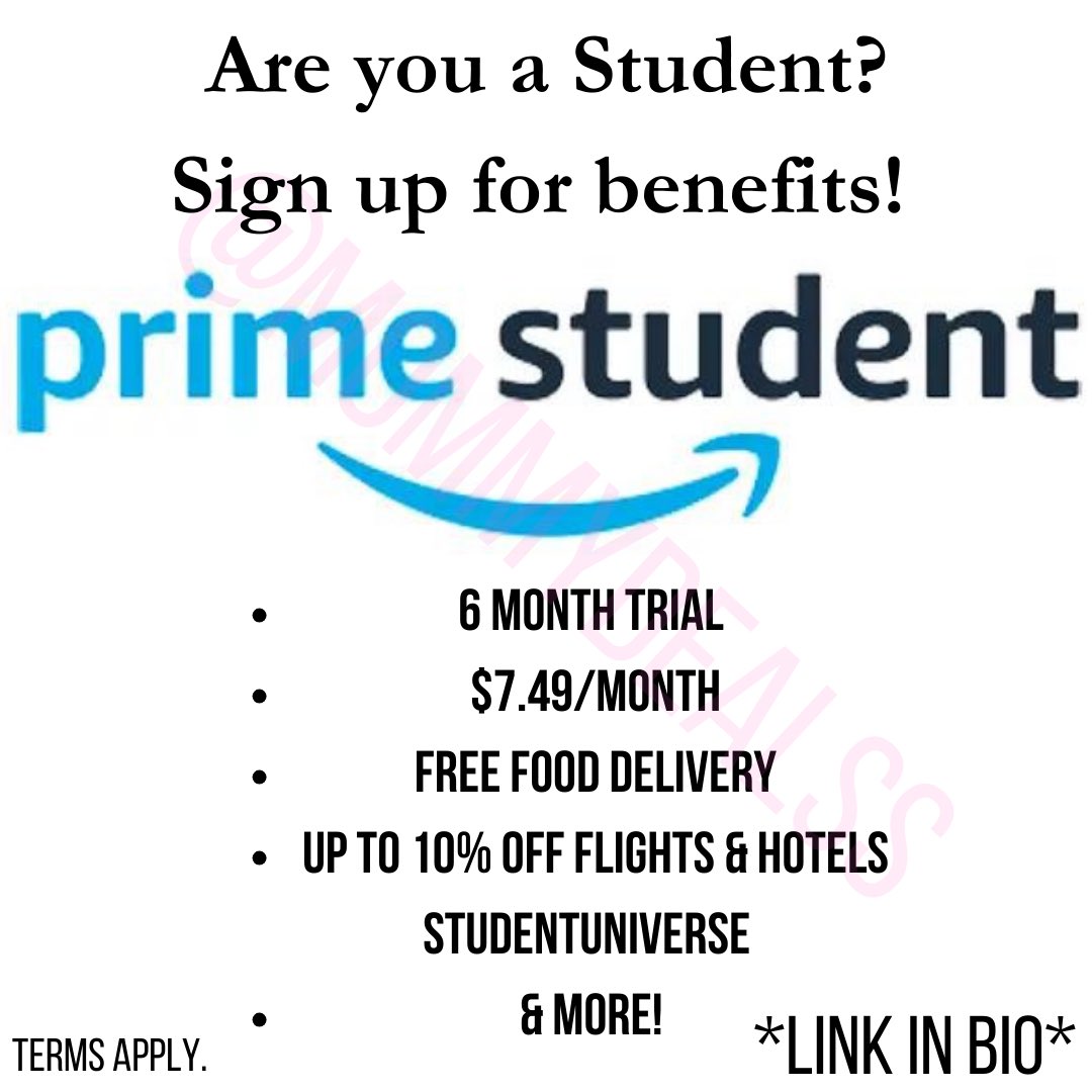 MommyDealss's tweet photo. Are you a student &amp; haven’t signed up for Amazon benefits? SIGN UP NOW! 

Link- https://t.co/m8CYCCcs3w

#amazon #amazonstudent #amazondiscounts #studentlife #students #school #amazondeals  #amazonbenefits https://t.co/sUWCbO9gGx