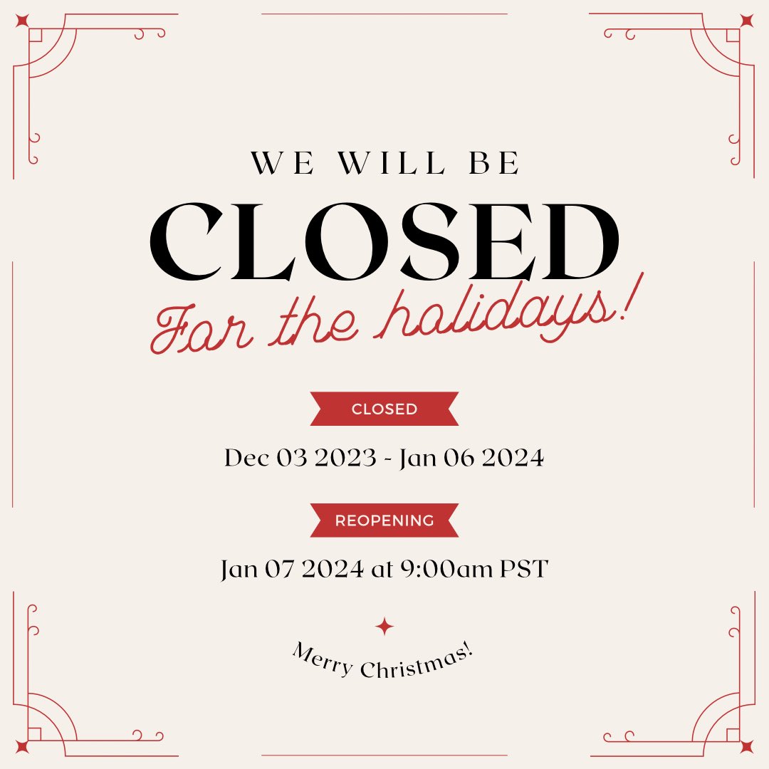EuniqueBeauty_'s tweet photo. Closed for the holidays 🎄💋 See you guys next year https://t.co/NmuhQSdMWU