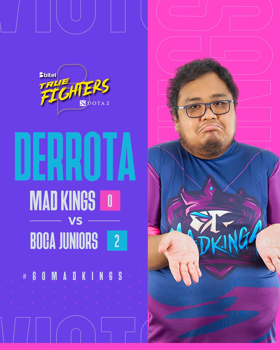 madkingsesports's tweet photo. GG WP
Lamentablemente no pudimos levantarnos en el 2do juego y hasta acá llegó nuestra participación en la Bitel True Fighters.
Gracias a todos por su apoyo 🤝
#GOMADKINGS #esports #gaming #matchday #Dota2 #BitelTrueFighters #4desports https://t.co/oDX1xaZeUs