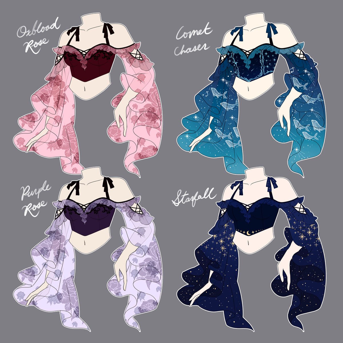 NyahalloShop's tweet image. Billowing sleeves crop tops by @blanchiame and I 🌹