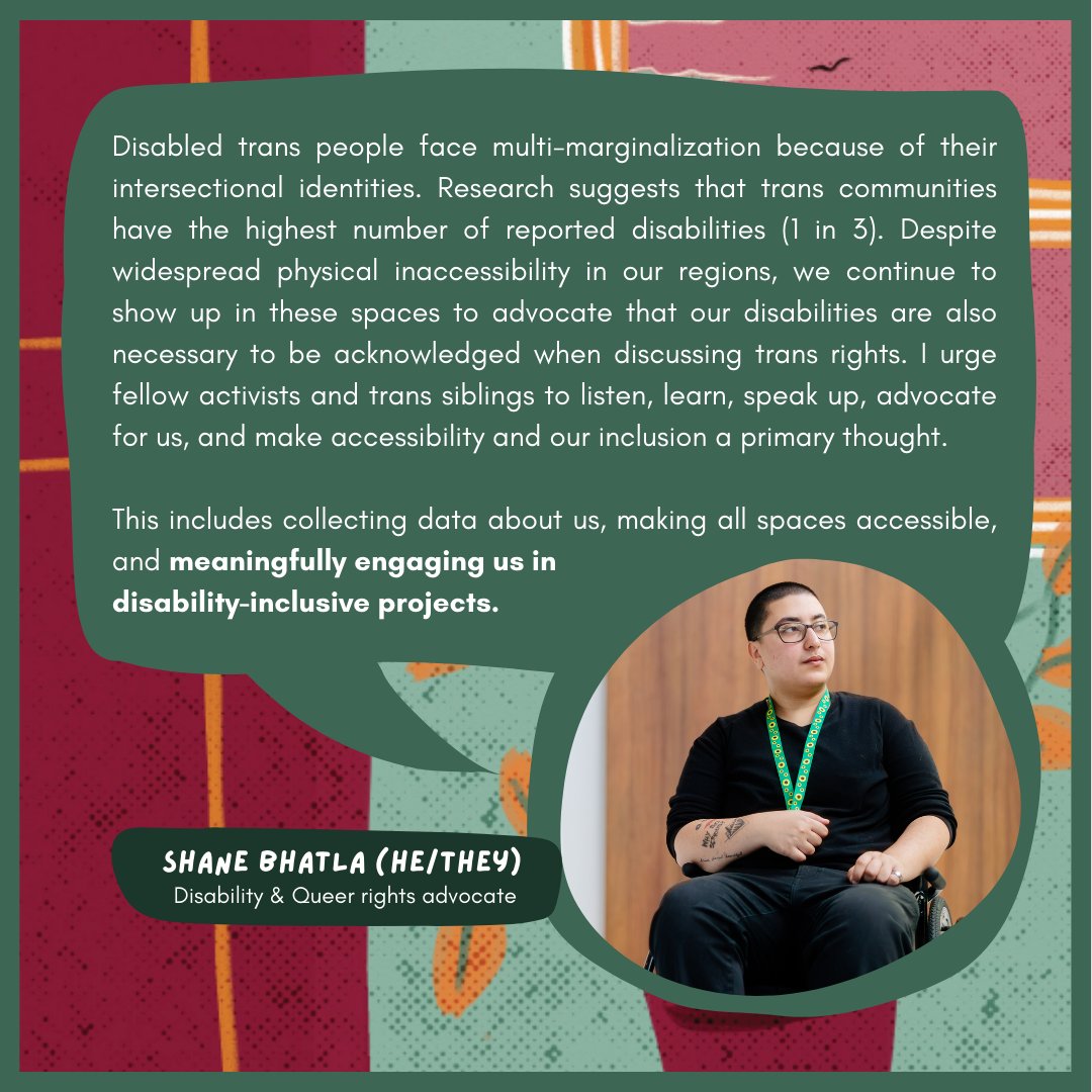 WeAreAPTN's tweet photo. Safety, security and inclusivity is key to making people with different identities and needs feel welcome.
Disabled trans people face barriers in accessing spaces, and it is through inclusivity that movements and communities can be built.
#IDPwP #TransRights #DisabilityRights https://t.co/KwdpIhKmB1
