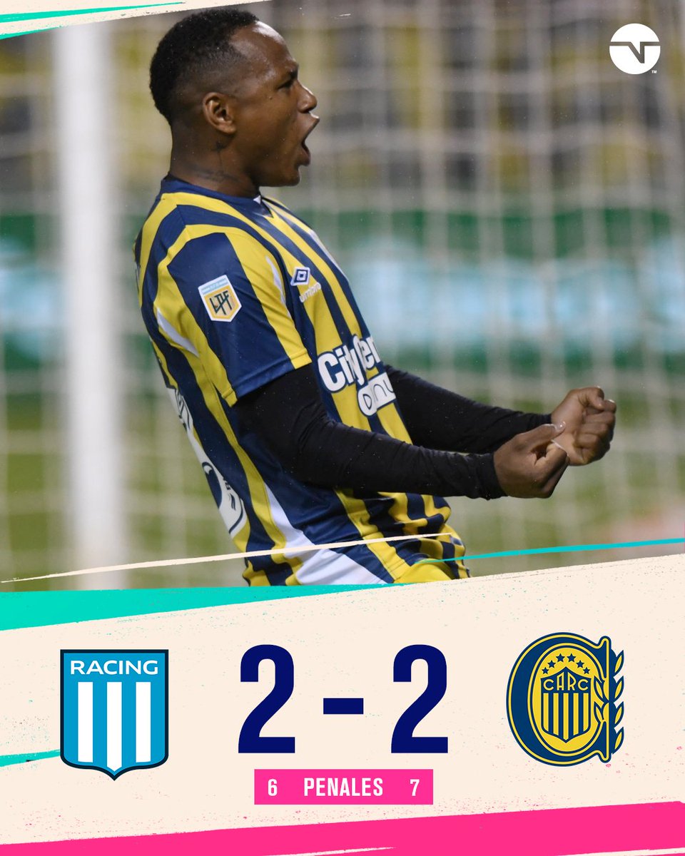🟡🔵 ¡EL CANALLA ESTÁ EN SEMIFINALES!

En Salta, Rosario Central venció a Racing en los penales por 7-6, tras empatar 2-2 en los 90'.

⚽ Jaminton Campaz y Sández los autores para el conjunto rosarino. Roger Martínez y Juanfer descontó agónicamente en la Acade.

#LPFxTNTSports