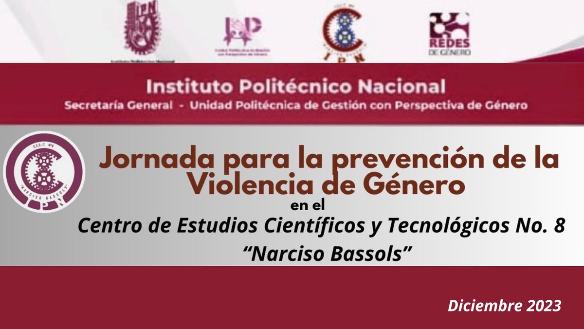 IPN_CECyT_08's tweet photo. Se invita a la Jornada para la Prevención de la #ViolenciaDeGénero en el #CECYT8, el programa de la pláticas, actividades y talleres, están en la página oficial del plantel https://t.co/f2tqhbTMxG
@IPN_MX @dems_ipn @GeneroIPN https://t.co/0MHJFaidiL