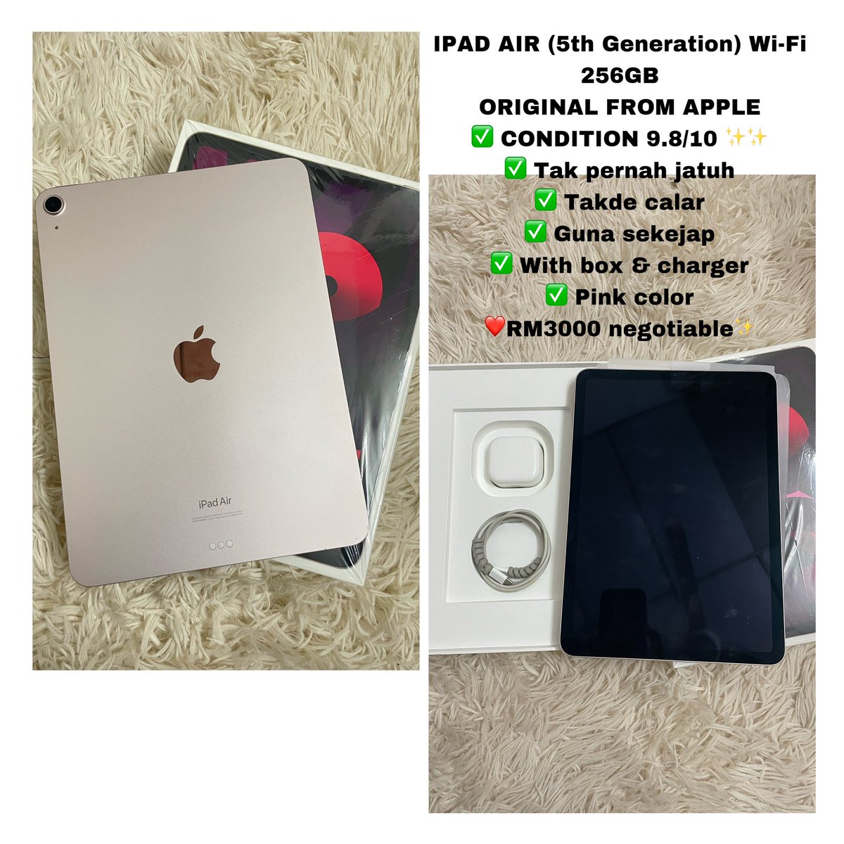 ShaHamDan's tweet photo. Ipad Air 5th Generation 256gb to letgo. Berminat boleh pm ya. Thank you🙏🏻 
Whatsapp 0139585960 https://t.co/gus6up0Bz8