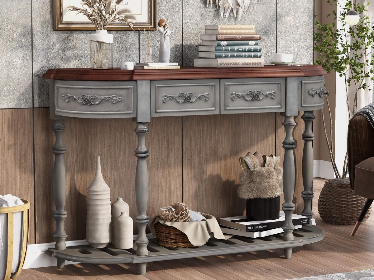 If you are a lover of #retrofurniture, then you will love this gray #consoletable. Classical carving techniques make it charming.
🛒bit.ly/43CmkUz
🛒amazon.com/dp/B0C6MB1BBM
#KAMIDA #furniture #furnitures #hallwaydecor #hallwaytable #entrytable #consoletables #accenttable