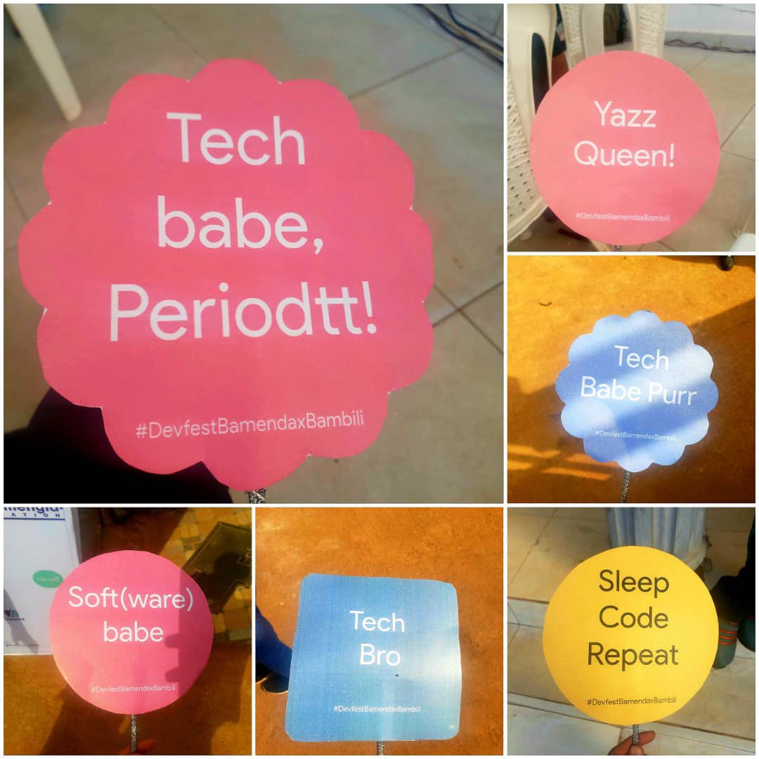 raissa_chia's tweet photo. There were swags and enough stickers at the Devfest ✨🤌🏽…Truth be told; the organizers can never ever disappoint 😅they are that good.

#Devfest2023
#DevfestBamendaxBambili 
 #Devfest https://t.co/zAR1nlNFtM