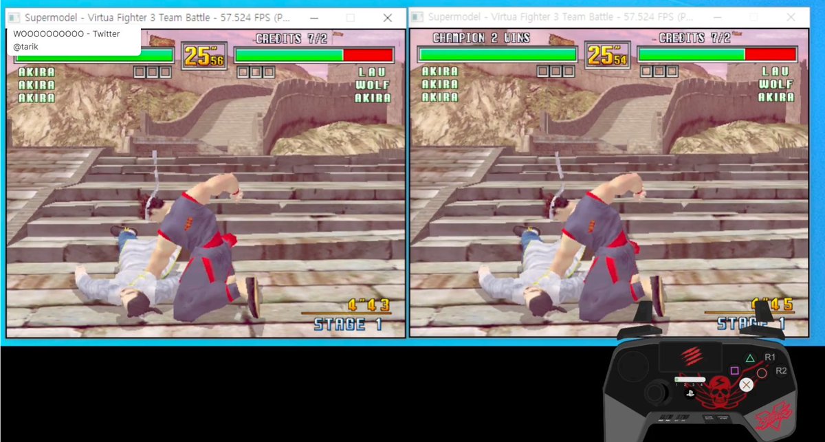 Gazuaaa_KOR's tweet photo. Supermodel Dojo !
even though it's a delay based netcode, I tested it with a Canadian and it worked well.
thanks @blueminder
#VF3tb #virtuafighter #バーチャファイター3 #バーチャ #バーチャ3 #Supermodel3 #SupermodelDOJO https://t.co/5ygYJRbj5J