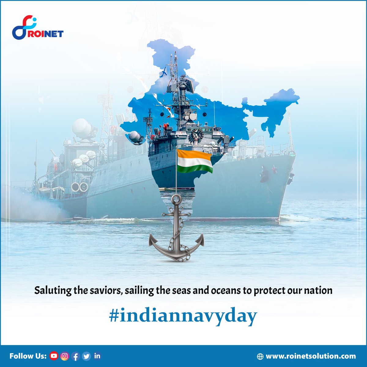 roinetsol's tweet photo. We honor those who safeguard our country's seas and shores.
Thank you to the Navy for your service, dedication, and sacrifices.
Wishing you a Happy Navy Day!
Jai Hind.
#ROINet #roinetsolution #digitalbanking #IndianNavyDay #Indianmaritime #salute #happynavyday #JaiHind https://t.co/6c7nPSkGVm