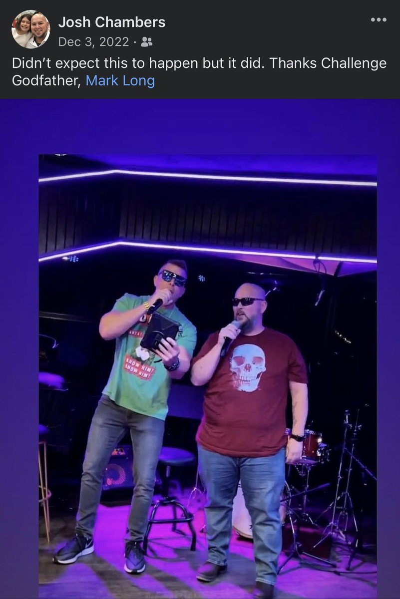 joshuamc77's tweet photo. When @TheMarkLong opened up Challenge Mania karaoke by singing Boot Scoot Boogy in honor of @JonBrennan_com and asked for help. As if he needed it #challengemaniavegas #godfather https://t.co/i6bpI5gBKT