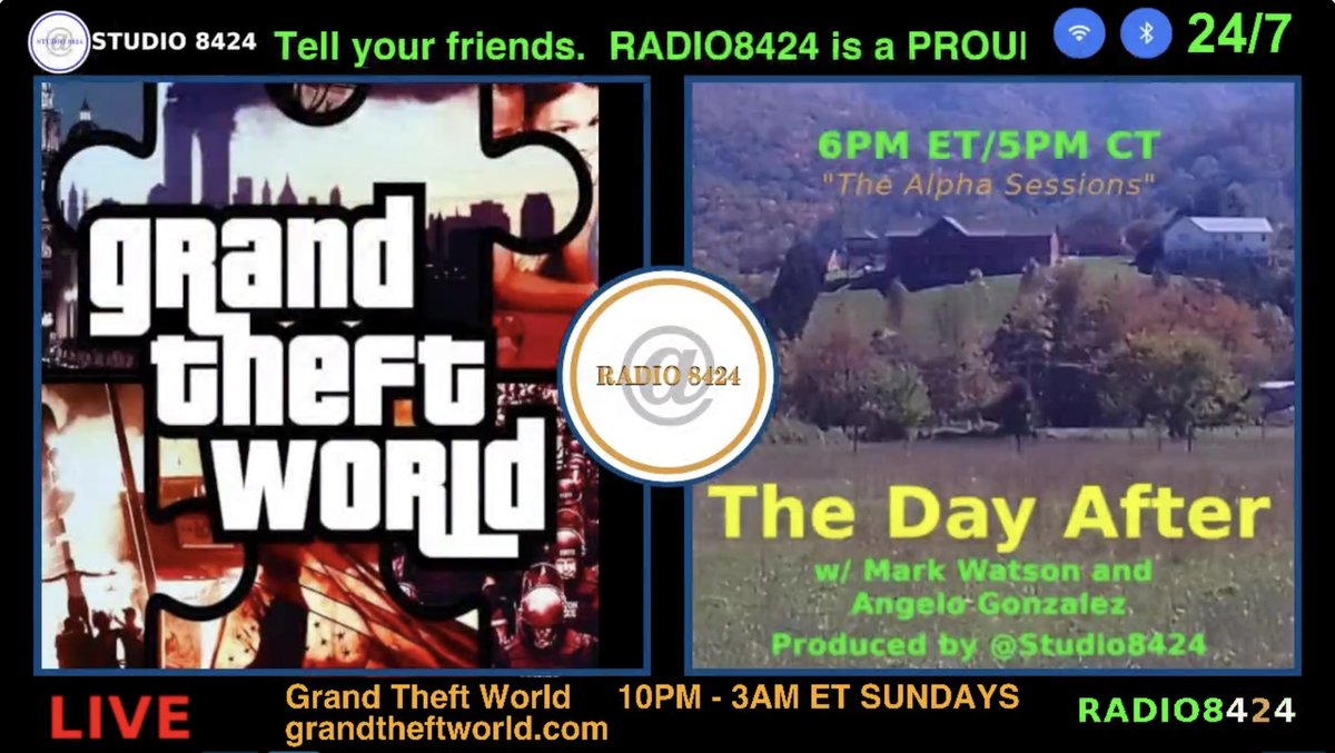 GRAND THEFT WORLD
10PM-3AM ET

LISTEN

#Radio8424 [ radio8424.com ]  24/7

#GrandTheftWorld 
[ grandtheftworld.com ] 
@tragedyandhope