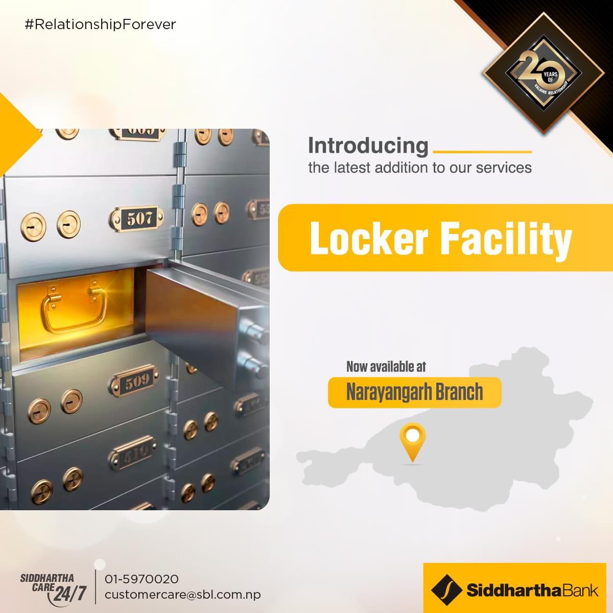 SiddharthaBank's tweet photo. We are excited to announce the introduction of Locker Facility at our Narayangarh branch. Visit us to know more and explore its benefits.
For More Information : https://t.co/pgj2F079YE
#SiddharthaBank #RelationshipForever #LockerService https://t.co/TjJ9CS7WF6
